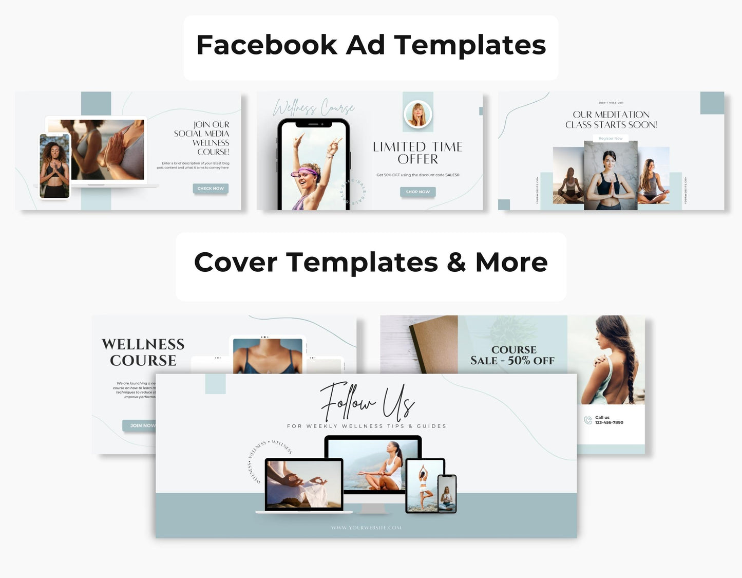 Wellness Coach Social Media Templates Bundle Kit DigiPax