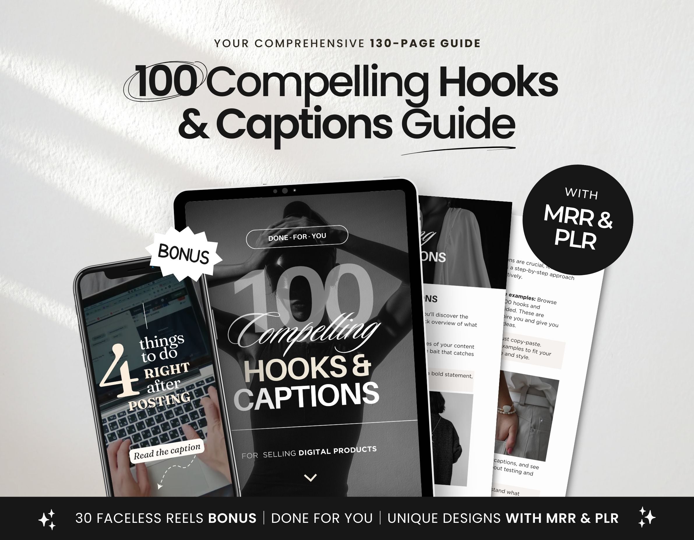 100 Compelling Hooks & Captions Guide with PLR & MRR DigiPax