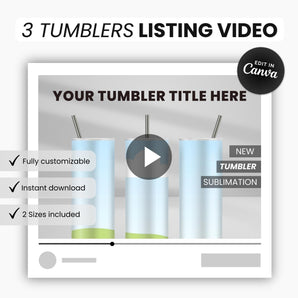 Etsy 3 Skinny Tumblers Listing Video Template DigiPax