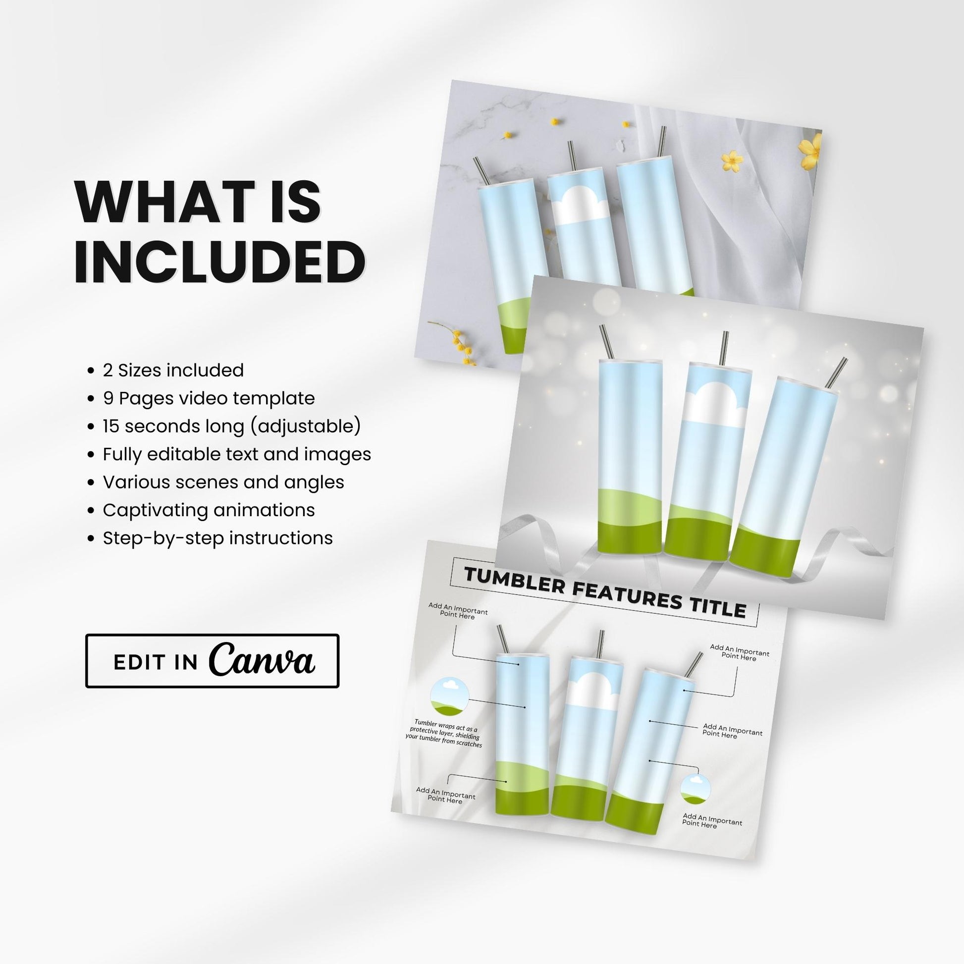 Etsy 3 Skinny Tumblers Listing Video Template DigiPax