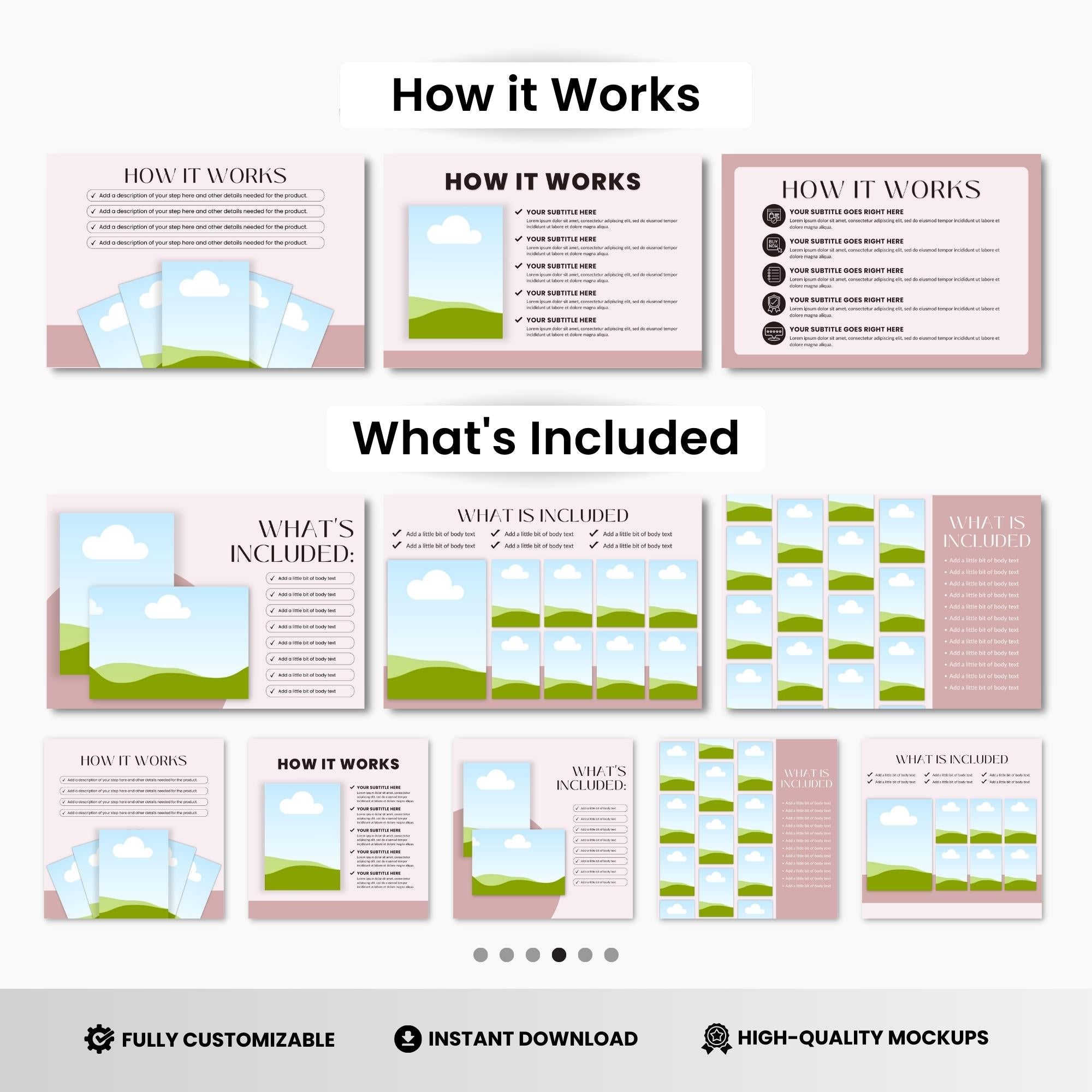 A4 Document Pages Canva Mockup Templates Bundle Pink DigiPax