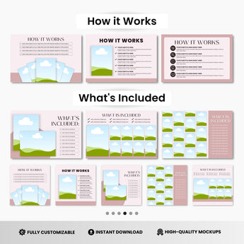 A4 Document Pages Canva Mockup Templates Bundle Pink DigiPax