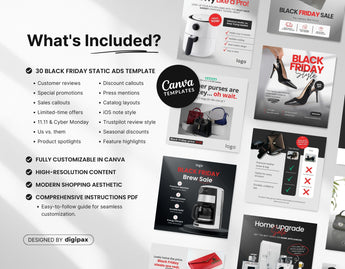 Black Friday Static Meta Ad Templates What is included Mockup