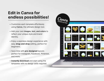 Ultimate Black & Gold Social Media Templates Bundle Kit Edit in Canva Mockup DigiPax
