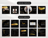 Black & Gold Social Media Carousel Post Templates and Quotes Templates Mockup DigiPax