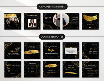 Black & Gold Social Media Carousel Post Templates and Quotes Templates Mockup DigiPax