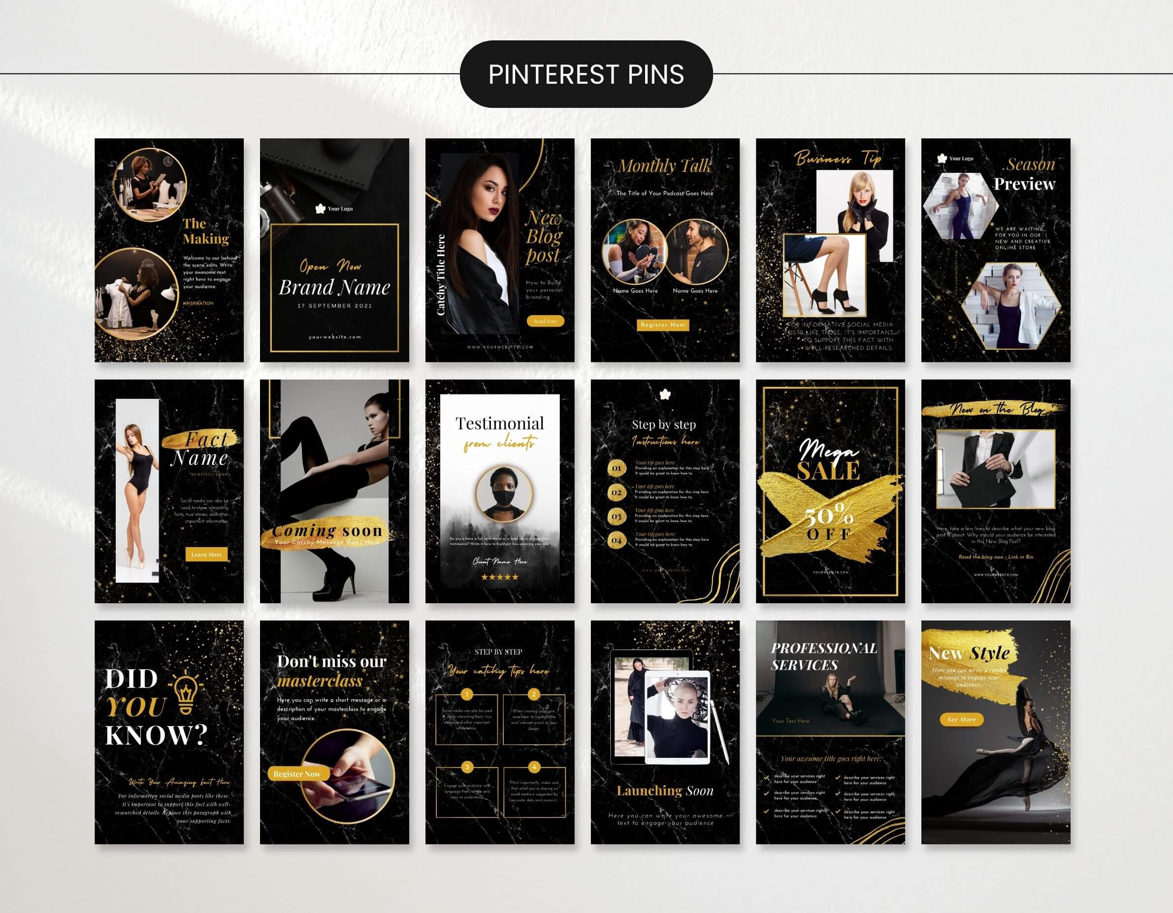 Ultimate Black & Gold Social Media Templates Bundle Kit DigiPax