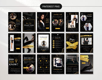 Black & Gold Pinterest Pin Templates Mockup DigiPax