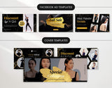 Black & Gold Facebook Ad Templates and Cover Templates Mockup DigiPax