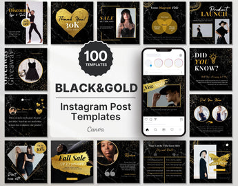 Black & Gold Instagram Post Templates DigiPax