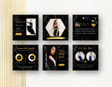 Instagram Post Templates Black & Gold 6 posts mockup