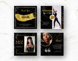 Instagram Post Templates Black & Gold 4 posts mockup