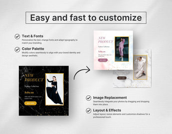 Instagram Post Templates Black & Gold easy to edit mockup