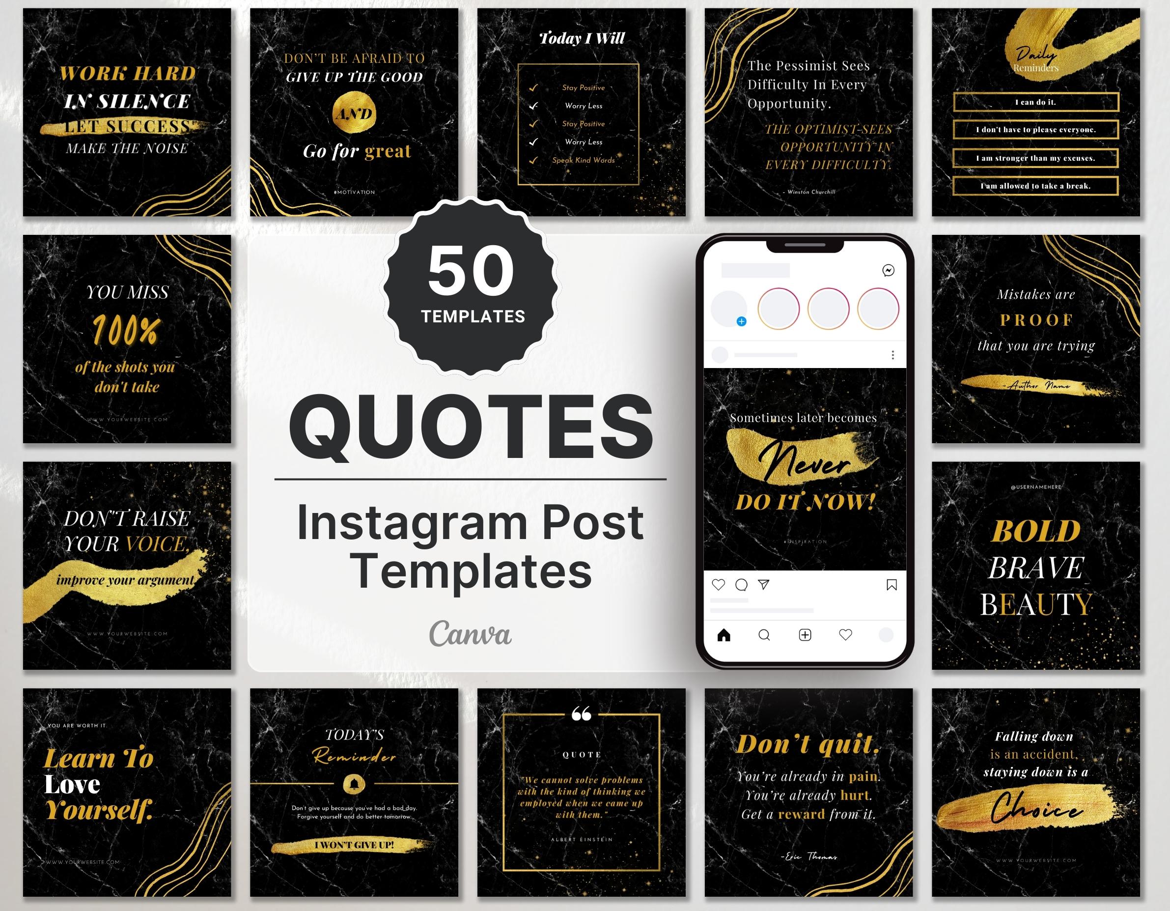 Instagram Quotes Post Templates Black & Gold Cover Mockup