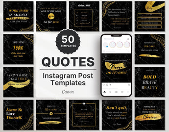 Instagram Quotes Post Templates Black & Gold Cover Mockup
