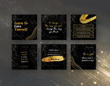 Instagram Quotes Post Templates Black & Gold 6 posts mockup