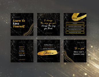 Instagram Quotes Post Templates Black & Gold 6 posts mockup