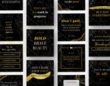 Instagram Quotes Post Templates Black & Gold various posts mockup