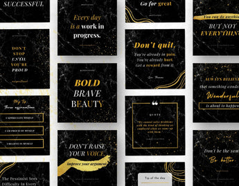 Instagram Quotes Post Templates Black & Gold various posts mockup