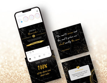 Instagram Quotes Post Templates Black & Gold phone posts mockup