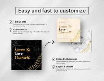 Instagram Quotes Post Templates Black & Gold Easy to edit mockup