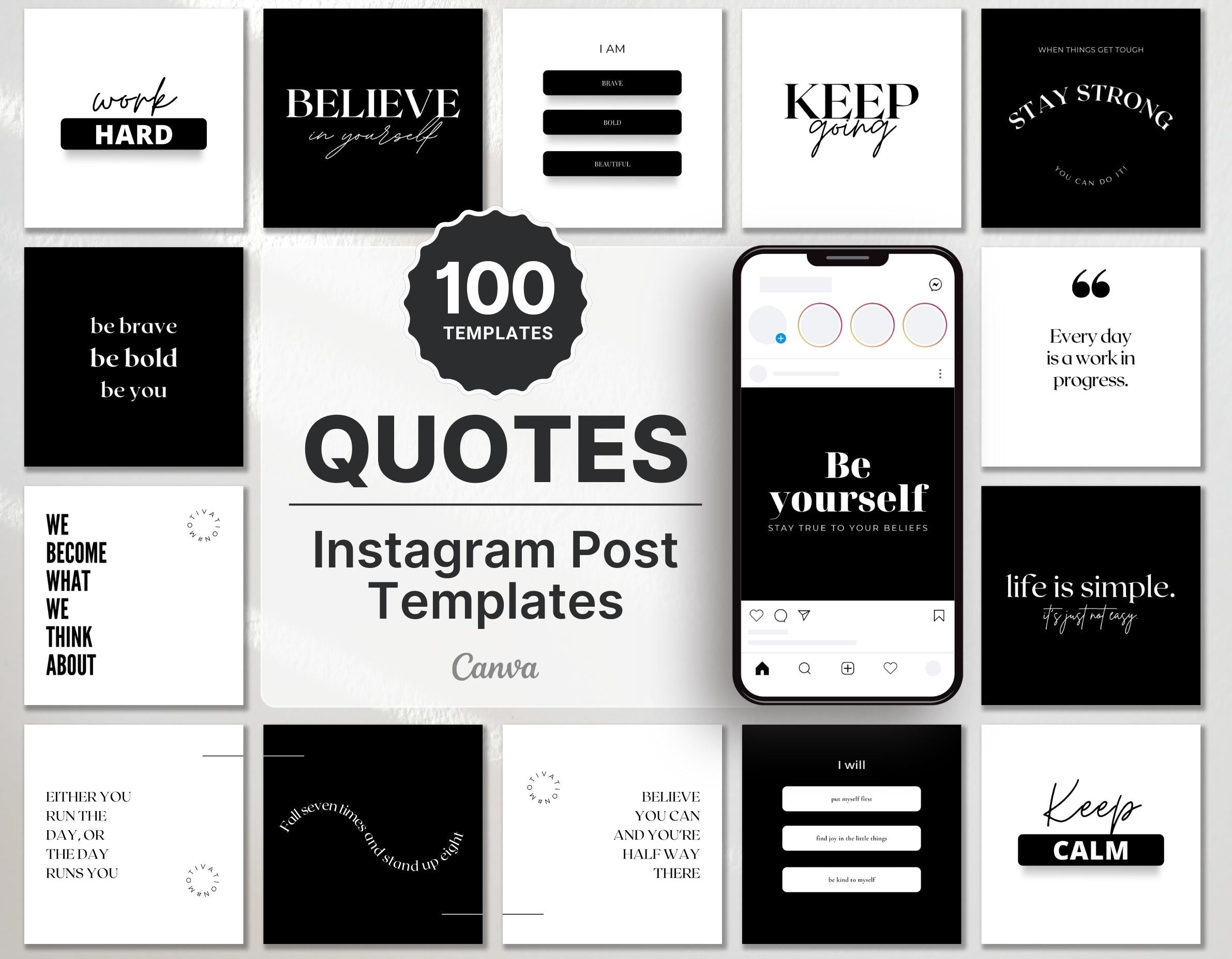 Quotes Instagram Post Templates Black & White Cover Mockup