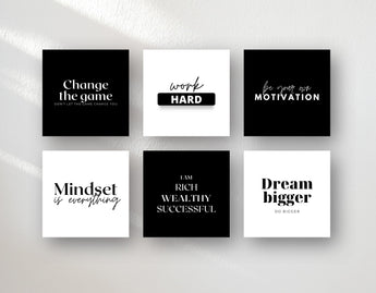 Quotes Instagram Post Templates Black & White 6 posts mockup