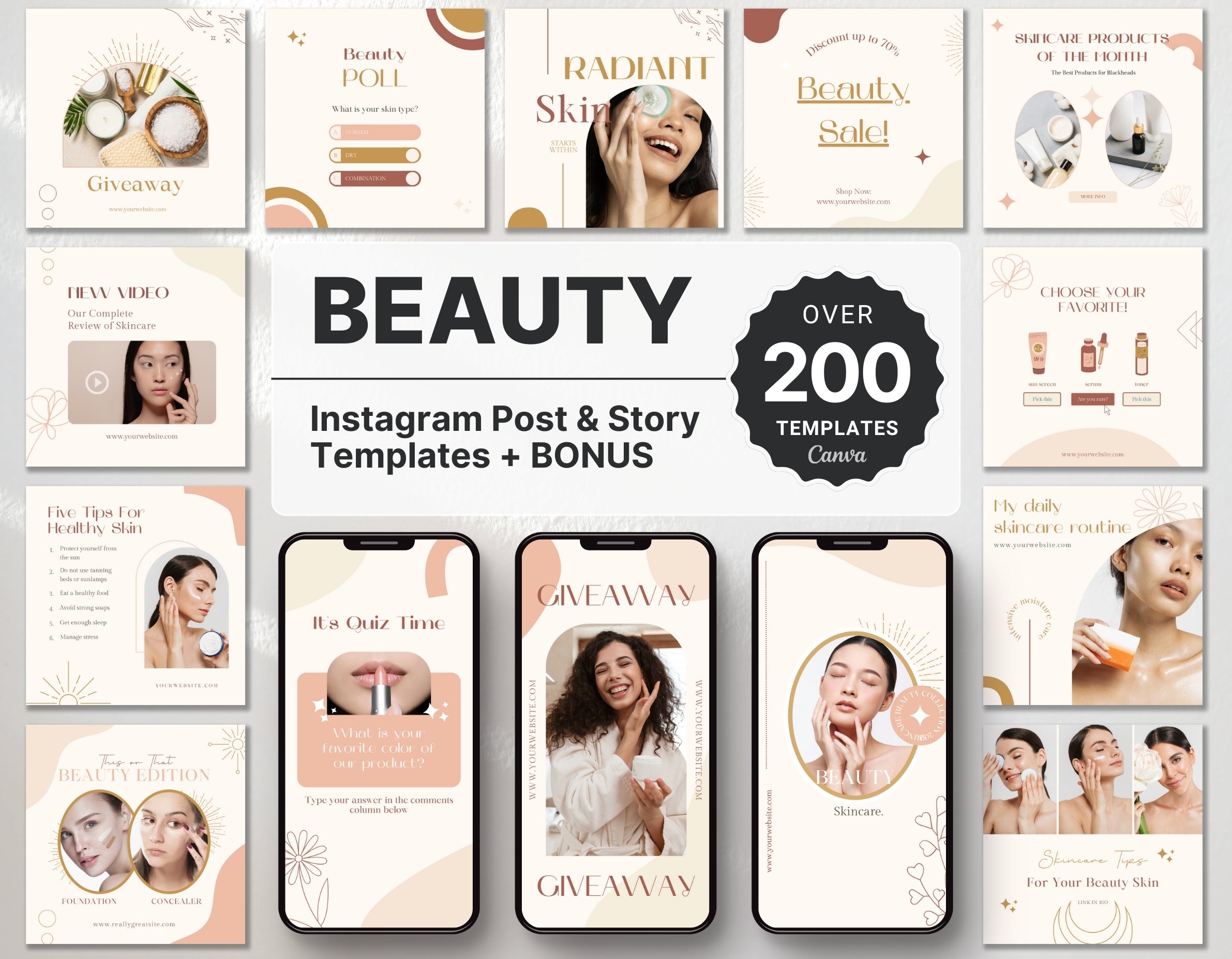 Beauty Instagram Templates Bundle Kit DigiPax