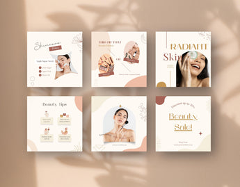 Beauty Instagram Templates Bundle Kit 6 posts mockup