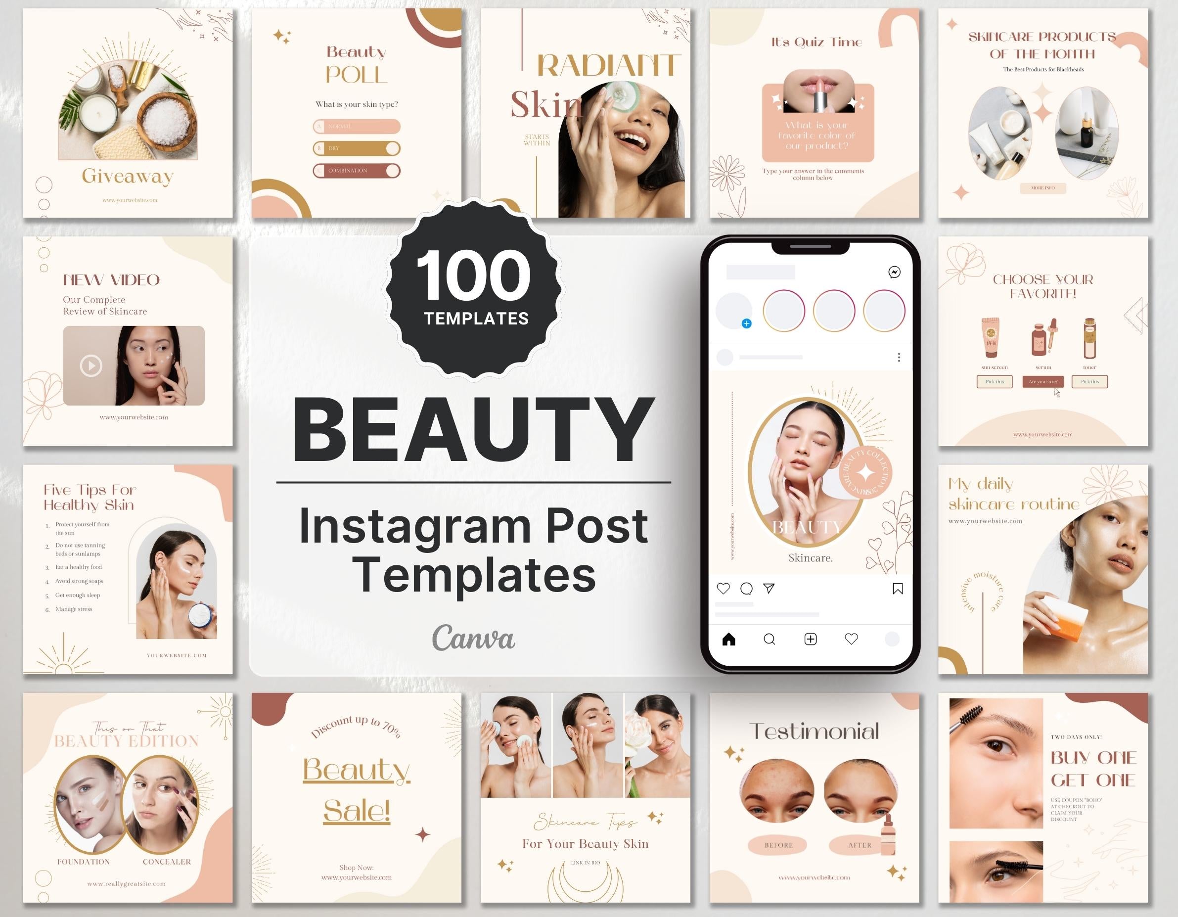 Boho Beauty Instagram Post Templates Cover Mockup