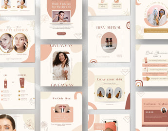 Boho Beauty Instagram Post Templates various posts mockup