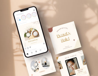 Boho Beauty Instagram Post Templates phone posts mockup