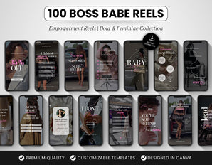 100 Boss Babe Reels Templates Bundle Mockup Cover