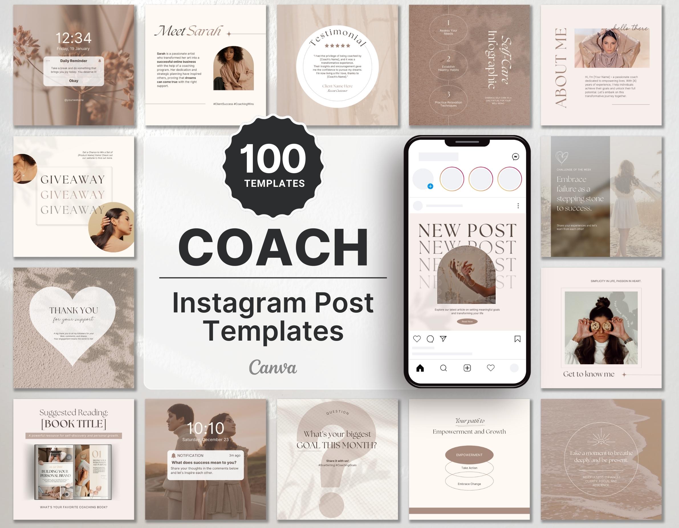 Coach Instagram Post Templates Beige Cover Mockup
