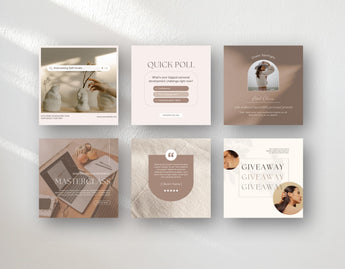 Coach Instagram Post Templates Beige 6 posts mockup