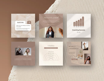 Coach Instagram Post Templates Beige 6 posts mockup