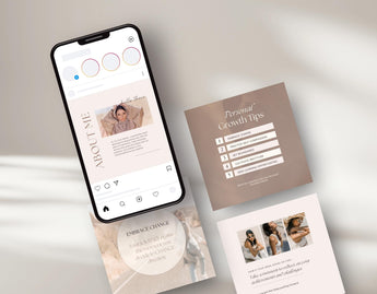 Coach Instagram Post Templates Beige phone posts mockup