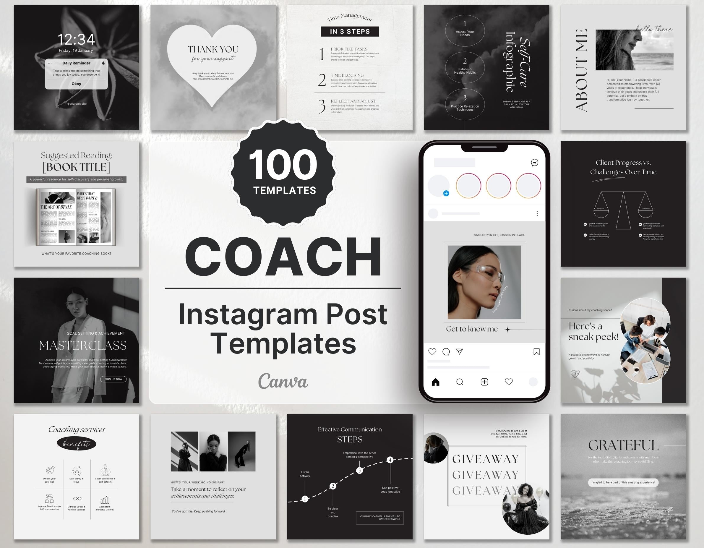 Coach Instagram Post Templates Aesthetic Cover Mockup