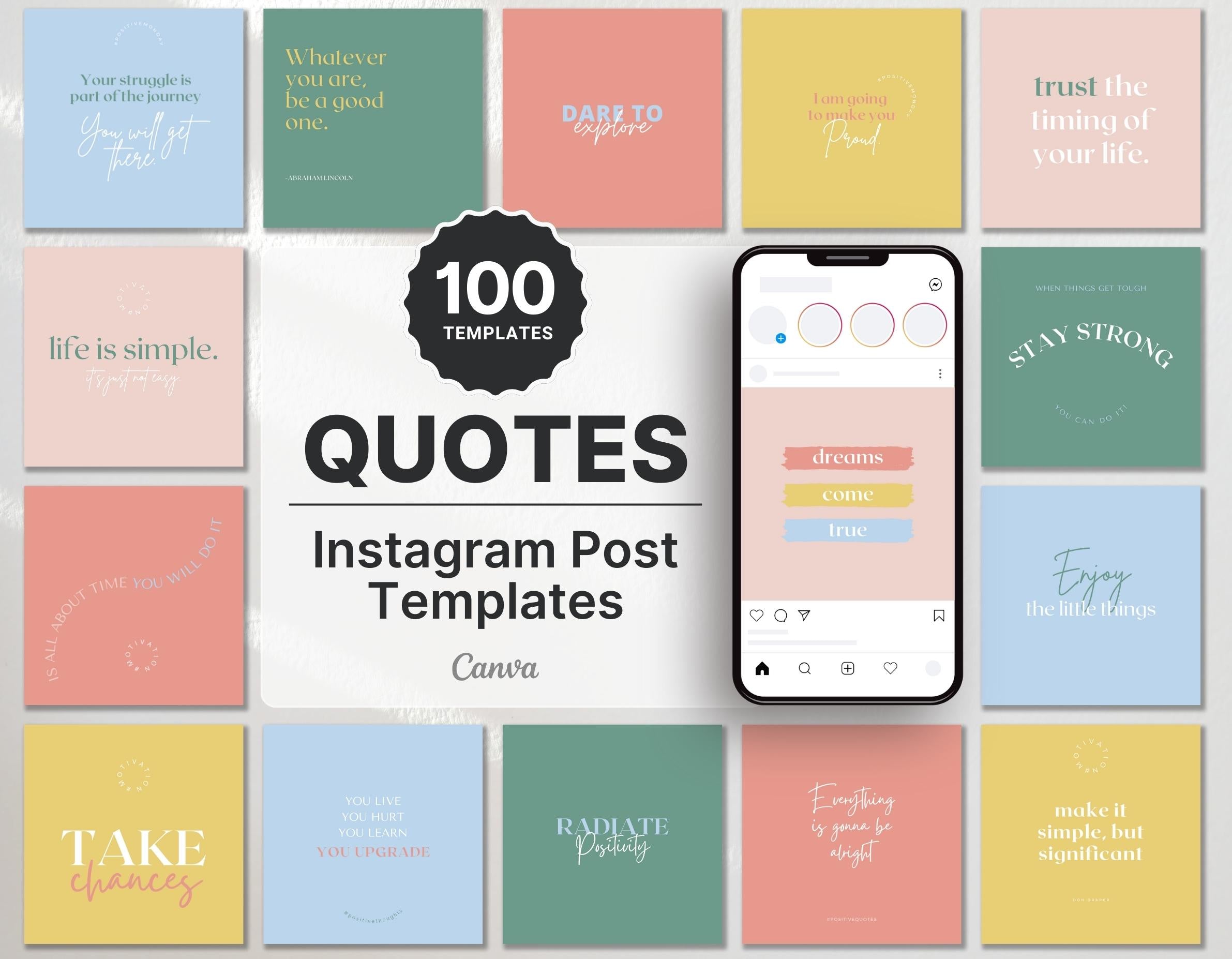 Colorful Quotes Instagram Post Templates Cover Mockup