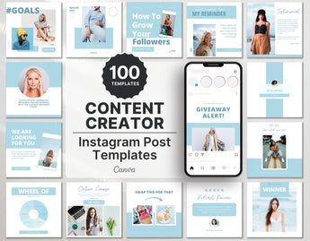 Content Creator Instagram Post Templates Blue Cover Mockup