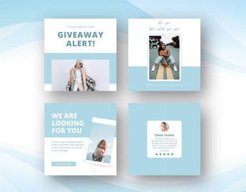 Content Creator Instagram Post Templates Blue 4 posts mockup