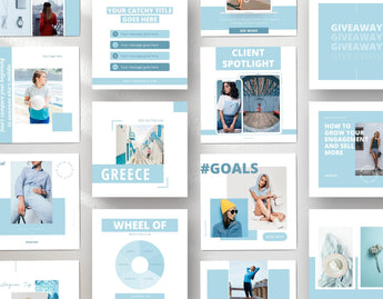 Content Creator Instagram Post Templates Blue various posts mockup