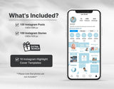 Content Creator Instagram Templates Bundle Kit Blue DigiPax