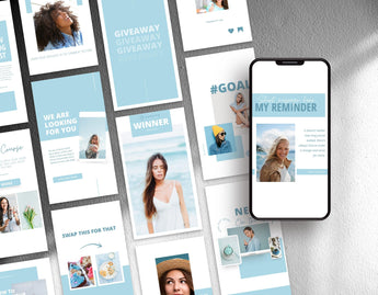 Content Creator Instagram Templates Bundle Kit Blue stories mockup