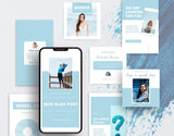Content Creator Instagram Templates Bundle Kit Blue posts and stories mockup