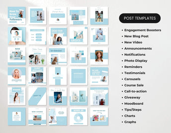 Course Creator Social Media Post Templates Bundle Blue Mockup DigiPax