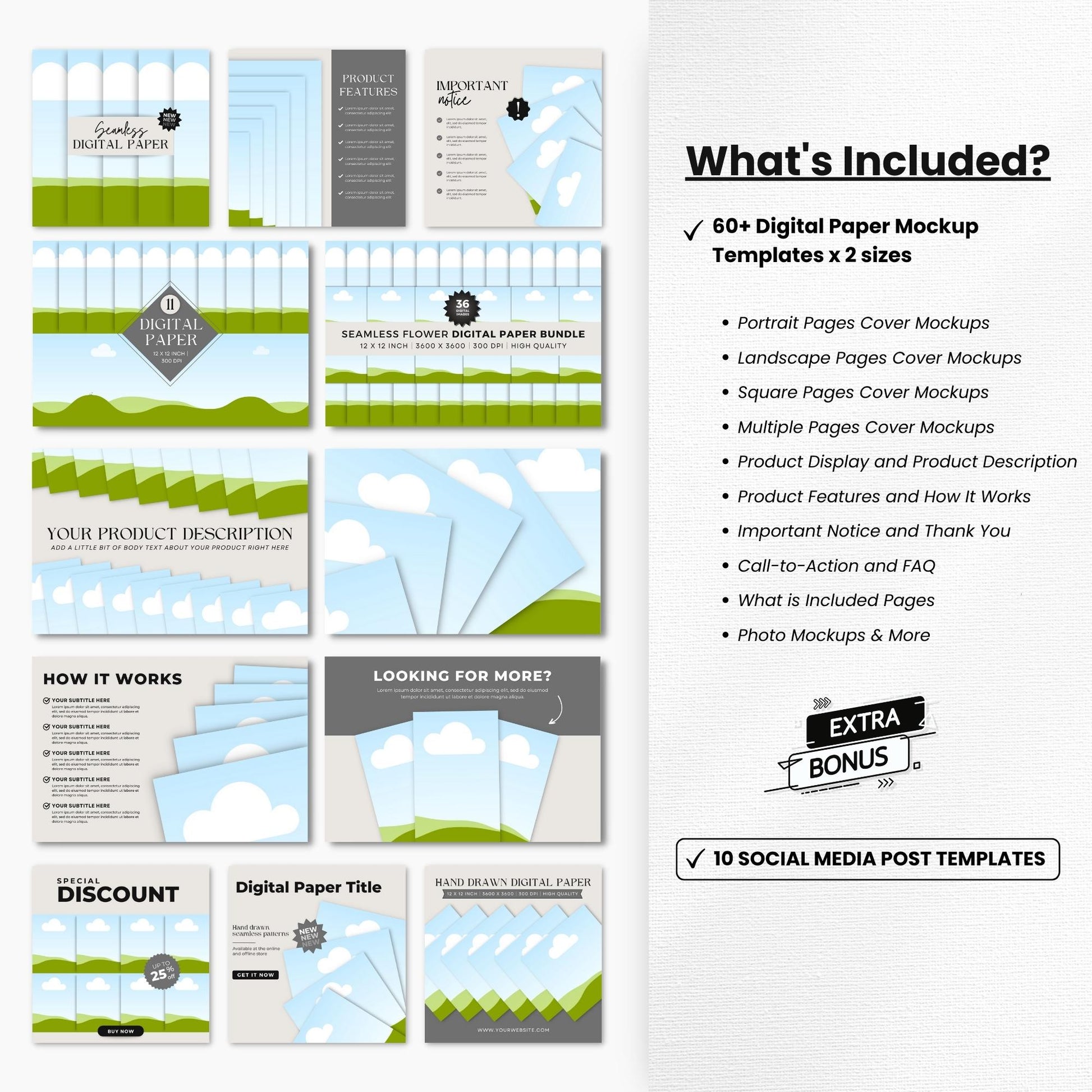 Digital Paper Canva Mockup Templates Bundle DigiPax