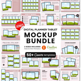 Digital Planner Tablet Canva Mockup Templates Bundle DigiPax