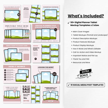 Digital Planner Tablet Canva Mockup Templates Bundle DigiPax