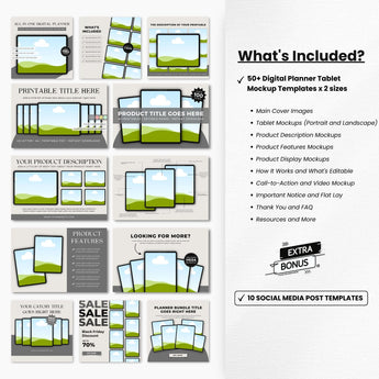 Digital Planner Tablet Canva Mockup Templates Bundle DigiPax